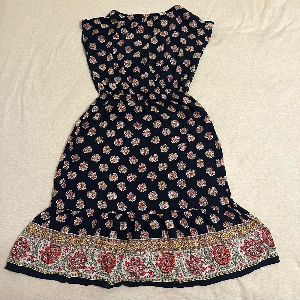 LOFT Black and Pink Patterned Midi Dress - Picture 5 of 6